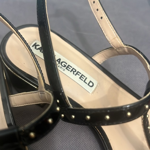 Karl Lagerfeld, Paris women’s block heels, strappy patent leather size 6M - Picture 10 of 16